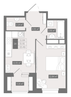 1 ккв № 715 Корп.: В , Секция 9  в ЖК UP-квартал 