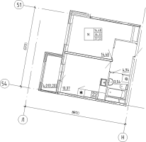 1 ккв № 284 Корп.: Б , Секция 2  в ЖК UP-квартал 