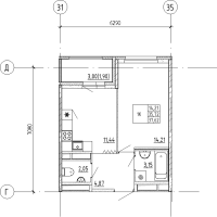 1 ккв № 314 Корп.: Б , Секция 2  в ЖК UP-квартал 