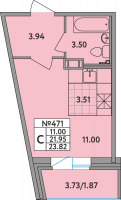 Студия № 471 Корп.: 1 , Секция 3  в ЖК Удача (Вита)