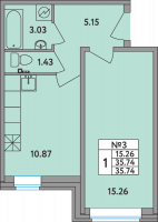 1 ккв № 3 Корп.: 1 , Секция 1  в ЖК Удача (Вита)