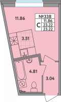 Студия № 338 Корп.: 1 , Секция 3  в ЖК Удача (Вита)