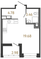 Студия № 242 Корп.: 2 , Секция 1  в ЖК Ultra City 3.0