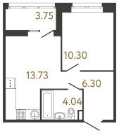 1 ккв № 798 Корп.: 4 , Секция 1  в ЖК Ultra City 3.0