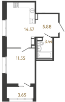 1 ккв № 17 Корп.: 1 , Секция 1  в ЖК Ultra City 3.0