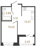 1 ккв № 4 Корп.: 1 , Секция 1  в ЖК Ultra City 3.0