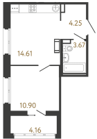 1 ккв № 247 Корп.: 2 , Секция 1  в ЖК Ultra City 3.0