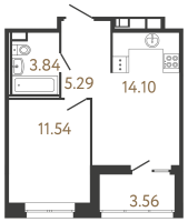 1 ккв № 724 Корп.: 3 , Секция 3  в ЖК Ultra City 3.0