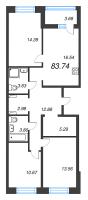 4 ккв (Евро) № 177 Корп.: 1 , Секция 2  в ЖК Ultra City 3.0