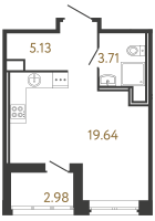 Студия № 231 Корп.: 2 , Секция 1  в ЖК Ultra City 3.0