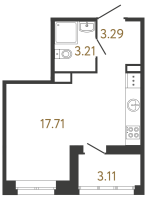 Студия № 6 Корп.: 1 , Секция 1  в ЖК Ultra City 3.0