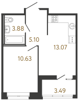 1 ккв № 14 Корп.: 1 , Секция 1  в ЖК Ultra City 3.0