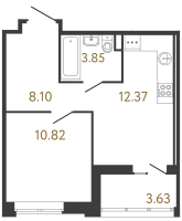 1 ккв № 412 Корп.: 2 , Секция 2  в ЖК Ultra City 3.0
