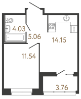 1 ккв № 580 Корп.: 3 , Секция 1  в ЖК Ultra City 3.0