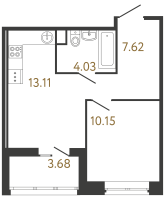 1 ккв № 408 Корп.: 2 , Секция 2  в ЖК Ultra City 3.0