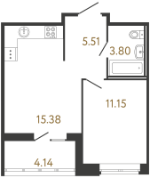 2 ккв (Евро) № 234 Корп.: 2 , Секция 1  в ЖК Ultra City 3.0