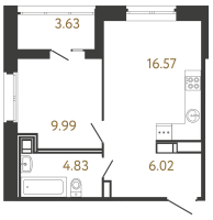 2 ккв (Евро) № 248 Корп.: 2 , Секция 1  в ЖК Ultra City 3.0