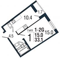 1 ккв № 277 Корп.: 3 , Секция 2  в ЖК Ultra City