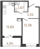2 ккв (Евро) № 630 Корп.: 3 , Секция 1  в ЖК Ультра Сити 3.0