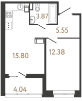 2 ккв (Евро) № 539 Корп.: 3 , Секция 1  в ЖК Ультра Сити 3.0