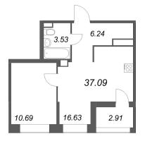 2 ккв (Евро) № 257 Корп.: 2 , Секция 1  в ЖК Ультра Сити 3.0
