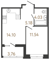 1 ккв № 637 Корп.: 3 , Секция 2  в ЖК Ультра Сити 3.0
