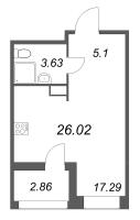 Студия № 320 Корп.: 2 , Секция 1  в ЖК Ультра Сити 3.0