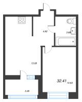 1 ккв № 101 Корп.: 1 , Секция 1  в ЖК Ультра Сити 3.0