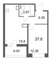 2 ккв (Евро) № 594 Корп.: 3 , Секция 1  в ЖК Ультра Сити 3.0