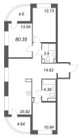 4 ккв (Евро) № 784 Корп.: 4 , Секция 1  в ЖК Ультра Сити 3.0