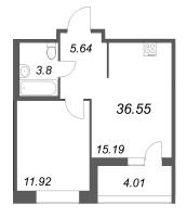 2 ккв (Евро) № 387 Корп.: 2 , Секция 1  в ЖК Ультра Сити 3.0