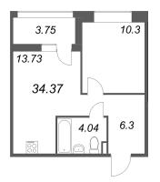 1 ккв № 820 Корп.: 4 , Секция 1  в ЖК Ультра Сити 3.0