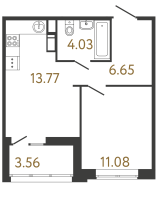 1 ккв № 814 Корп.: 4 , Секция 1  в ЖК Ультра Сити 3.0
