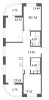 4 ккв (Евро) № 726 Корп.: 3 , Секция 3  в ЖК Ультра Сити 3.0