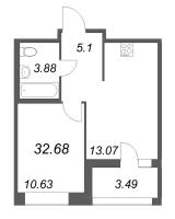 1 ккв № 25 Корп.: 1 , Секция 1  в ЖК Ультра Сити 3.0