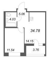 1 ккв № 503 Корп.: 3 , Секция 1  в ЖК Ультра Сити 3.0