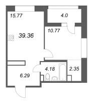 2 ккв (Евро) № 460 Корп.: 2 , Секция 2  в ЖК Ультра Сити 3.0