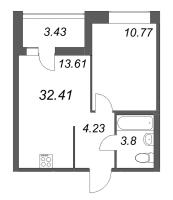 1 ккв № 906 Корп.: 4 , Секция 1  в ЖК Ультра Сити 3.0