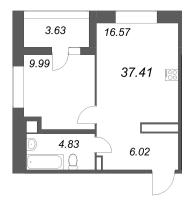 2 ккв (Евро) № 369 Корп.: 2 , Секция 1  в ЖК Ультра Сити 3.0