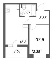 2 ккв (Евро) № 630 Корп.: 3 , Секция 1  в ЖК Ультра Сити 3.0
