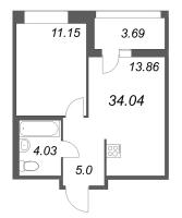 1 ккв № 821 Корп.: 4 , Секция 1  в ЖК Ультра Сити 3.0