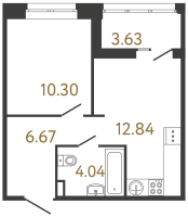1 ккв № 808 Корп.: 4 , Секция 1  в ЖК Ультра Сити 3.0