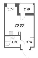 Студия № 498 Корп.: 3 , Секция 1  в ЖК Ультра Сити 3.0