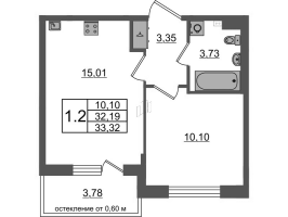 2 ккв (Евро) № 26 Корп.: 11 , Секция 1  в ЖК Univer City