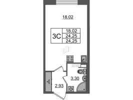 Студия № 156 Корп.: 6 , Секция 4  в ЖК Univer City