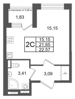 Студия № 151 Корп.: 9 , Секция 4  в ЖК Univer City