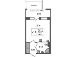 Студия № 44 Корп.: 11 , Секция 2  в ЖК Univer City