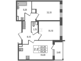 3 ккв (Евро) № 107 Корп.: 1 , Секция 4  в ЖК Univer City