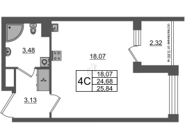Студия № 84 Корп.: 11 , Секция 3  в ЖК Univer City