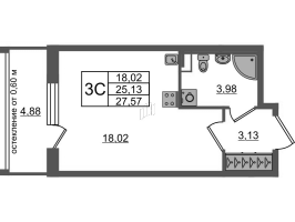 Студия № 403 Корп.: 11 , Секция 11  в ЖК Univer City